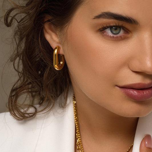 Geometric U Link Earring