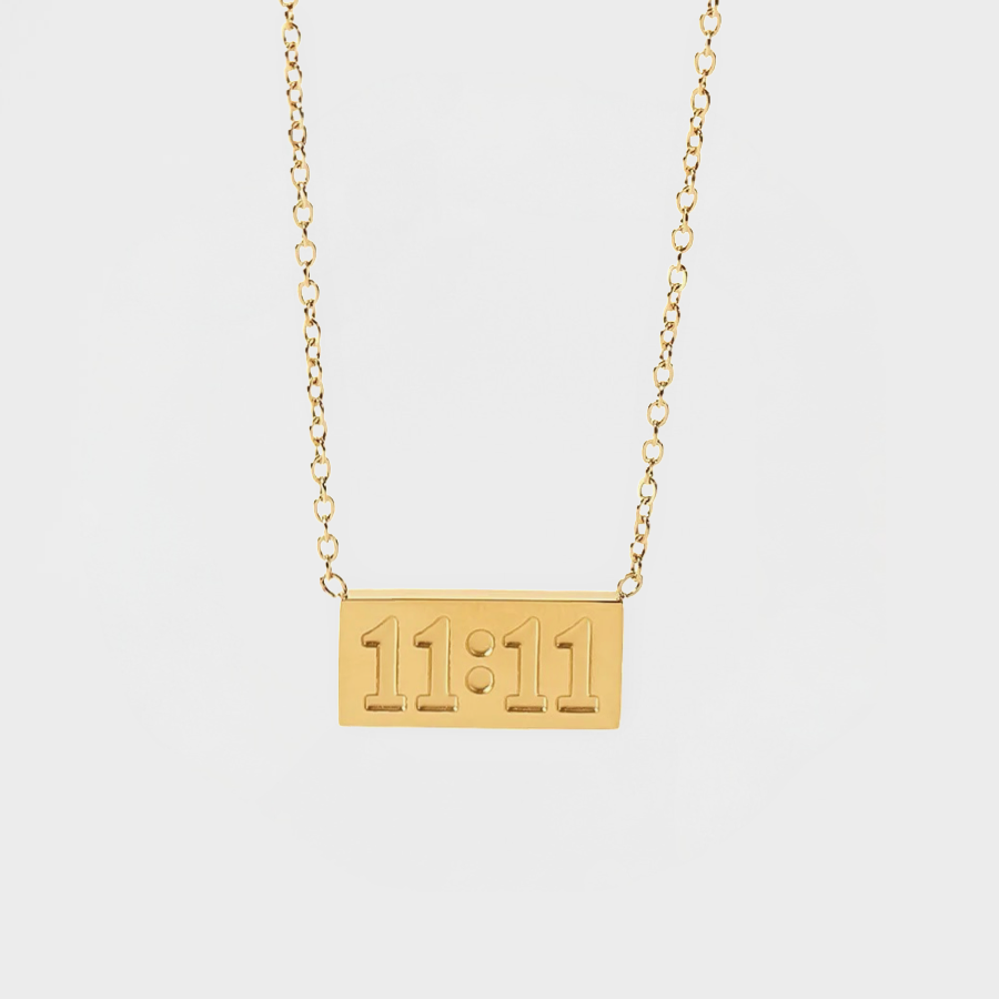 11:11 Angel Number Plate Pendant Necklace-Dazzledvenus