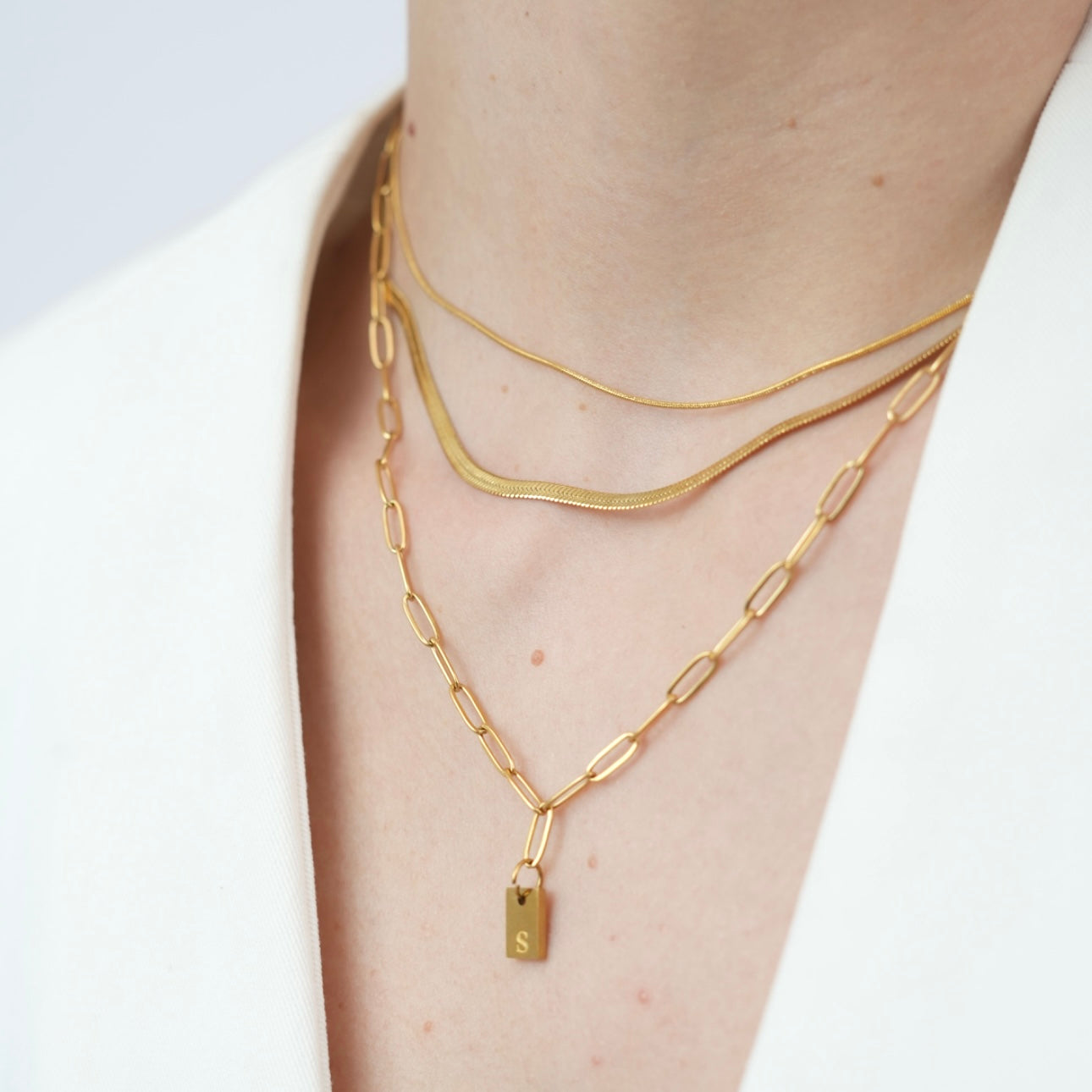 Initial Tag Paperclip Necklace-Personalize your style with our Bubble Pendant Tiny Initial Necklace. Explore our collection for unique, customizable jewelry pieces. Order now. 🏆-Dazzledvenus