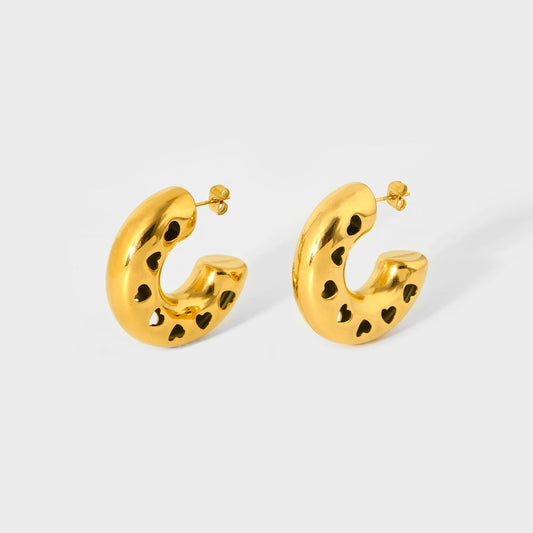 Hollow Heart Hoop Earring