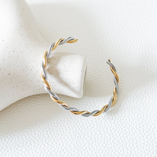 Two Tone Rope Cuff Bangle