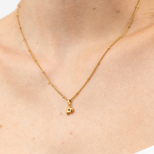 Tiny Bubble Initial Necklace