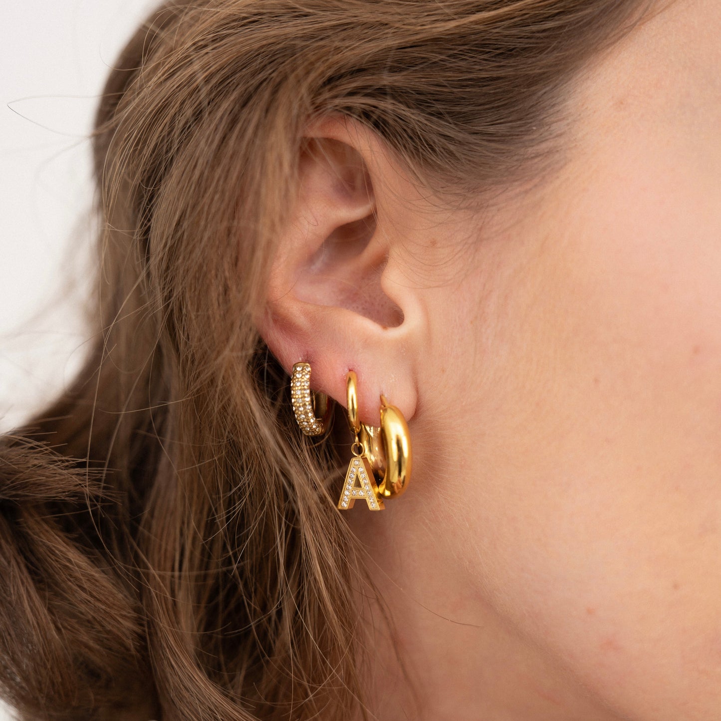 Pave Initial Huggie Hoop Earring-Personalize your style with our Bubble Pendant Tiny Initial Necklace. Explore our collection for unique, customizable jewelry pieces. Order now. 🏆-Dazzledvenus