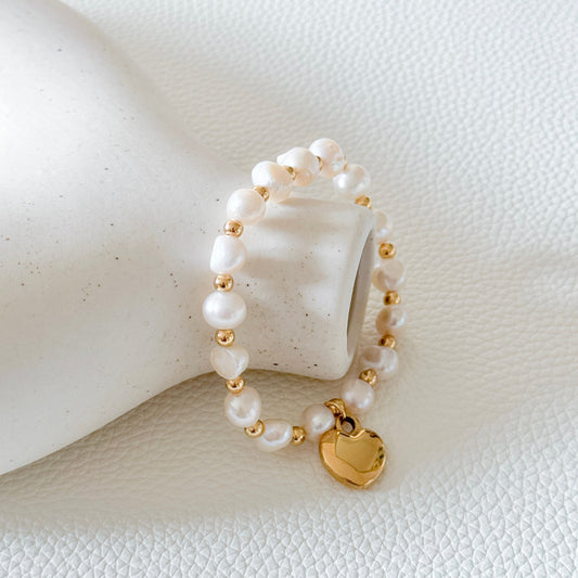 Lovers Pearl Charm Bracelet