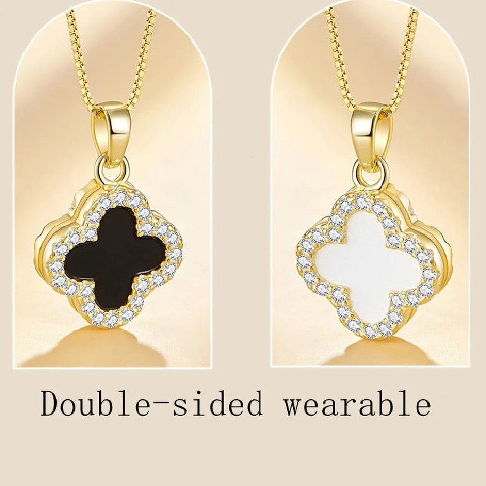 CZ Four Leaf Reversible Clover Necklace