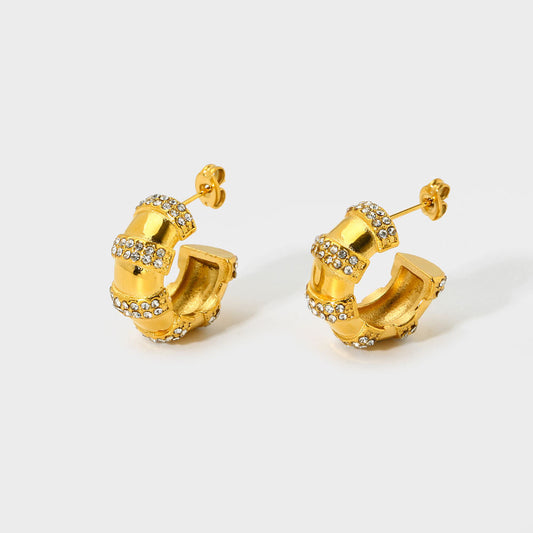 CZ Pleated Chunky Small Hoop Earring