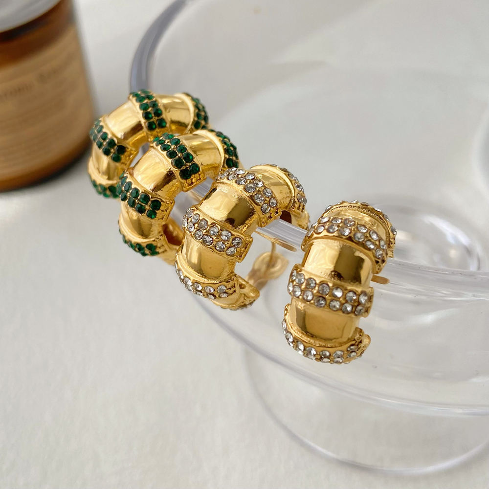 CZ Pleated Chunky Small Hoop Earring
