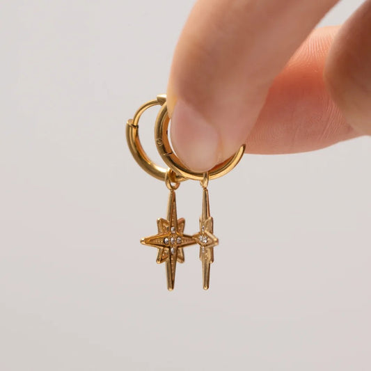 Starburst Huggie Hoop Earring