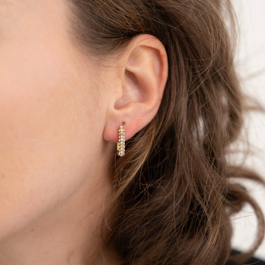 Diamond Box Huggie Earring