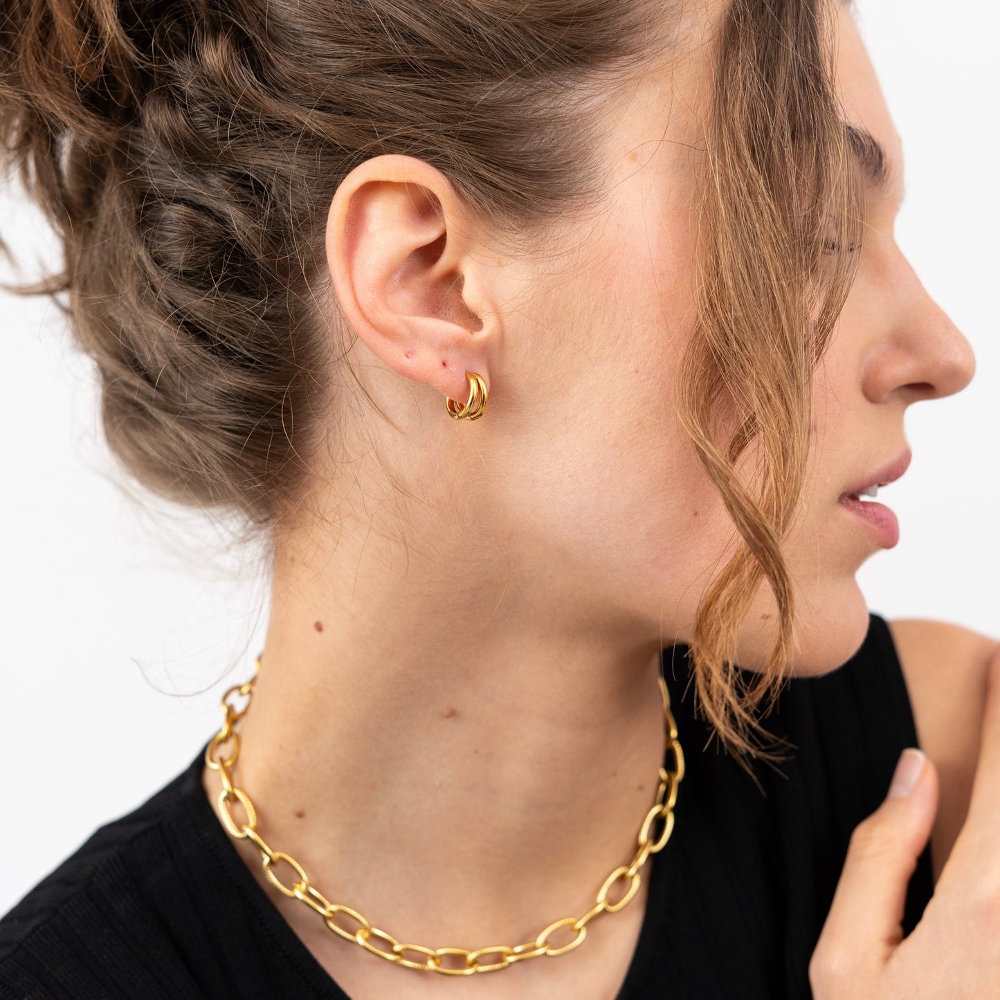Duo Bar Huggie Hoop Earring