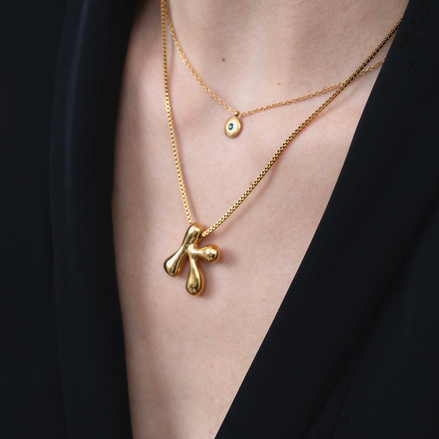 Molten Bubble Initial Necklace