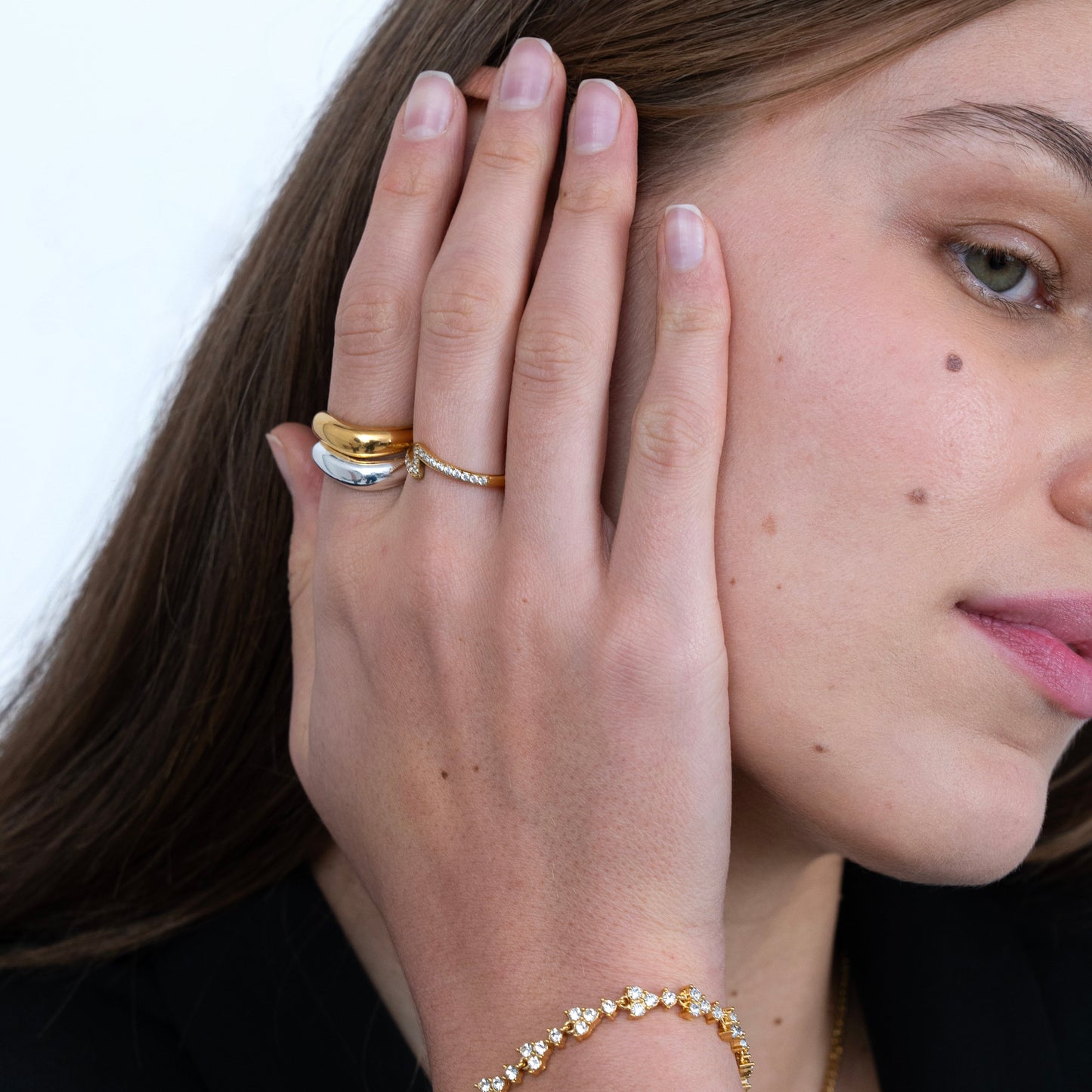 Peony Two Tone Ring Set-Dazzledvenus