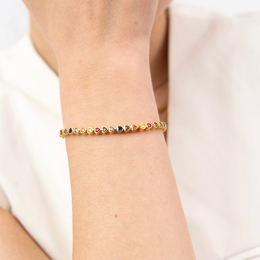 Bezel Multicolour Heart Bracelet