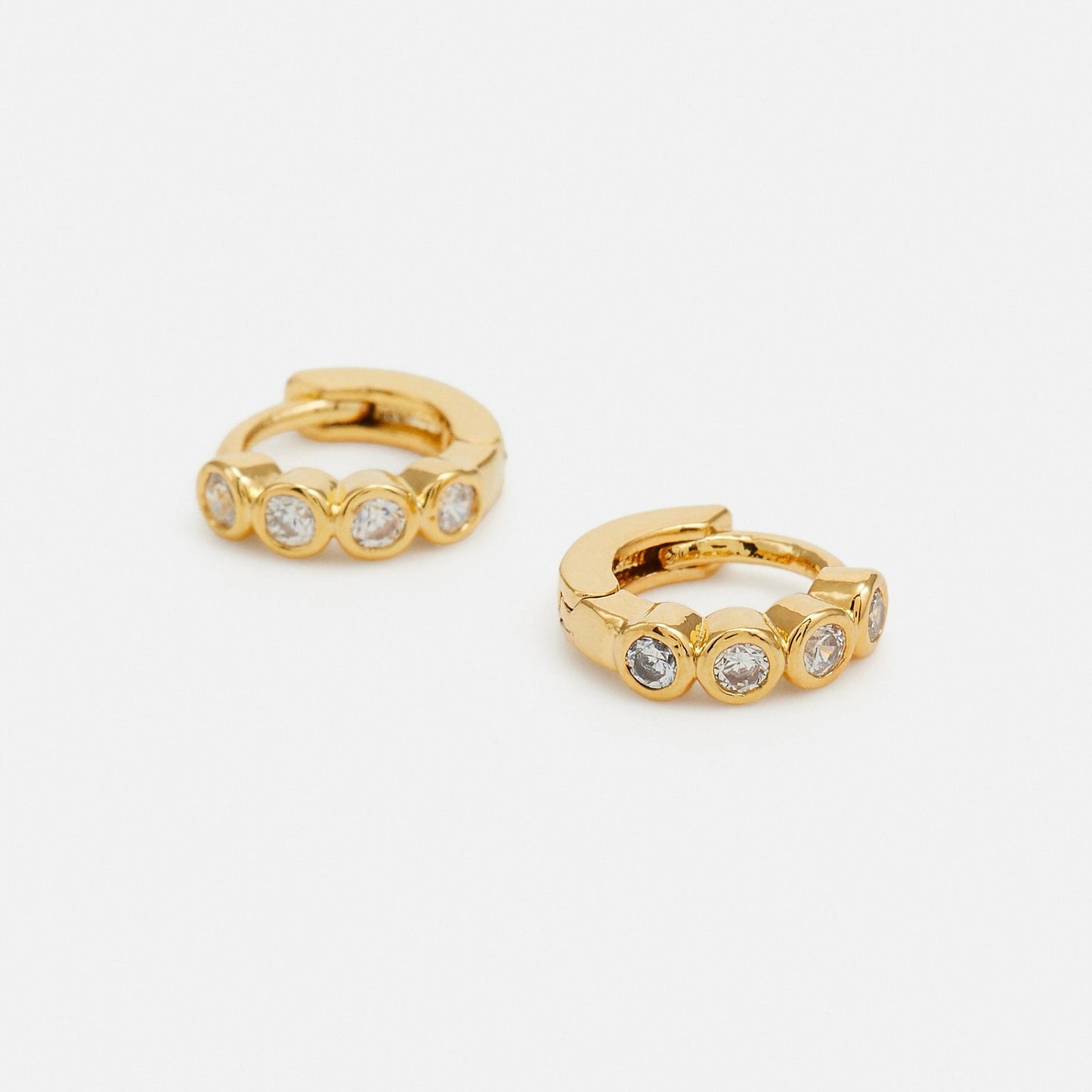 Bezel Huggie Hoop Earring-Dazzledvenus