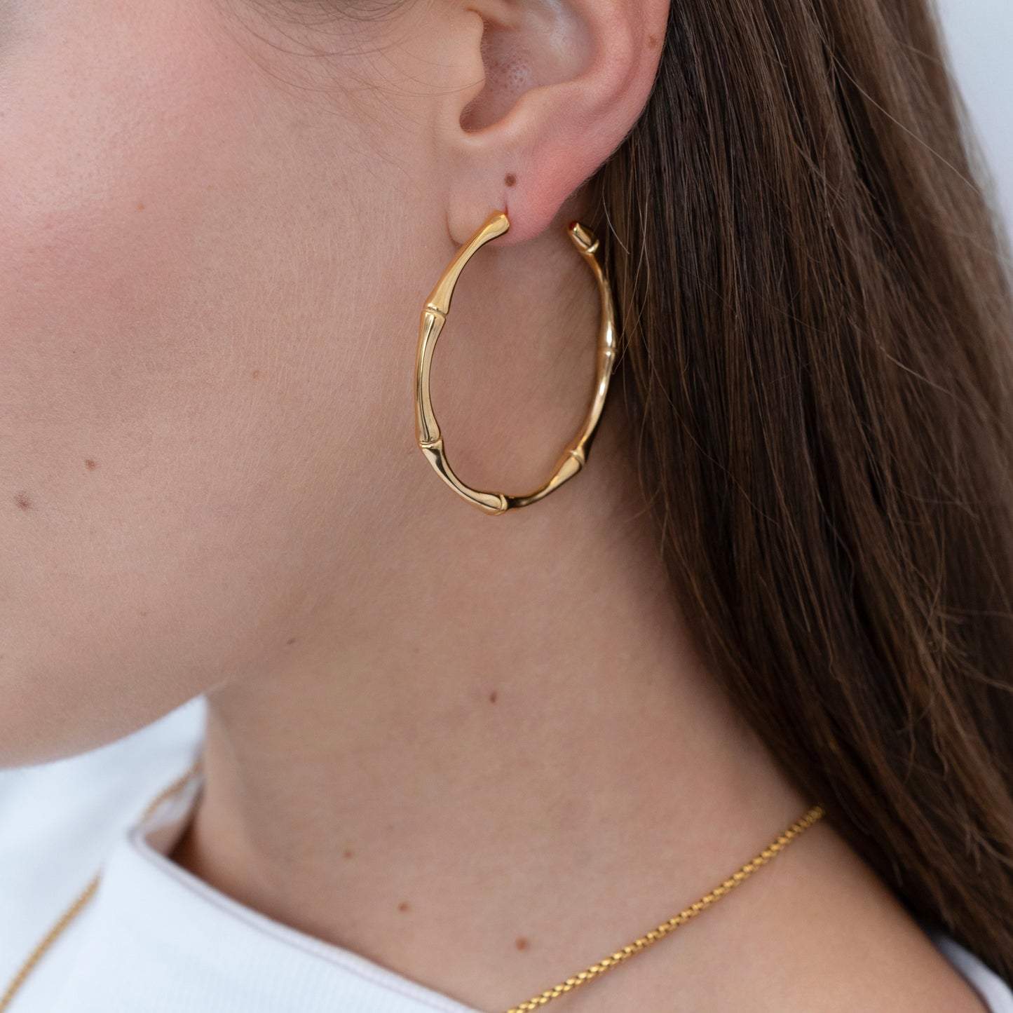 Molten Bamboo Hoop Earring