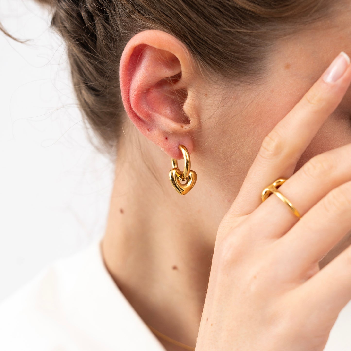 Heart Charm Hoop Earring