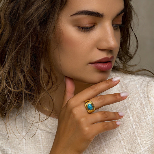 Turquoise Gemstone Signet Ring