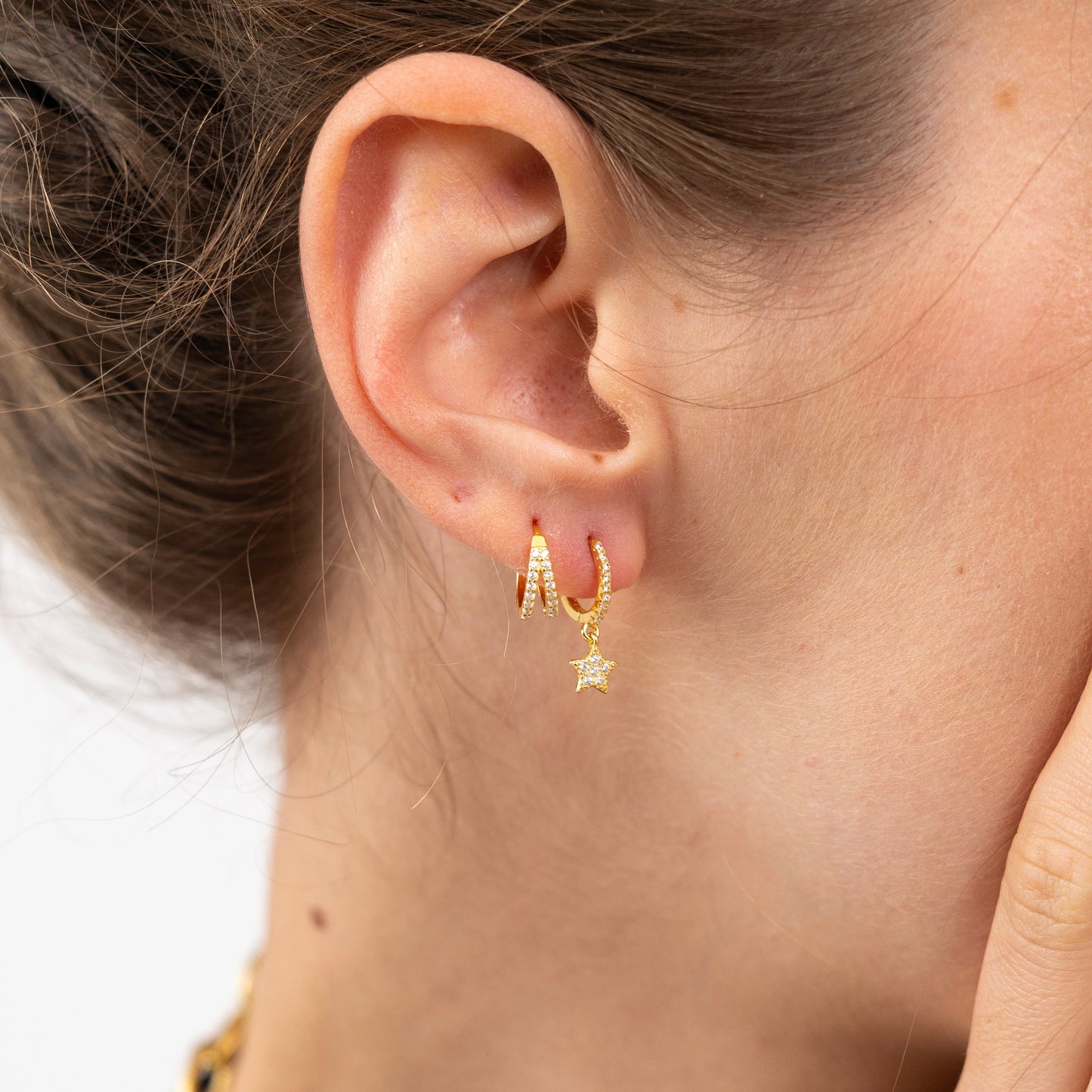 Star Huggie Hoop Earring-Dazzledvenus