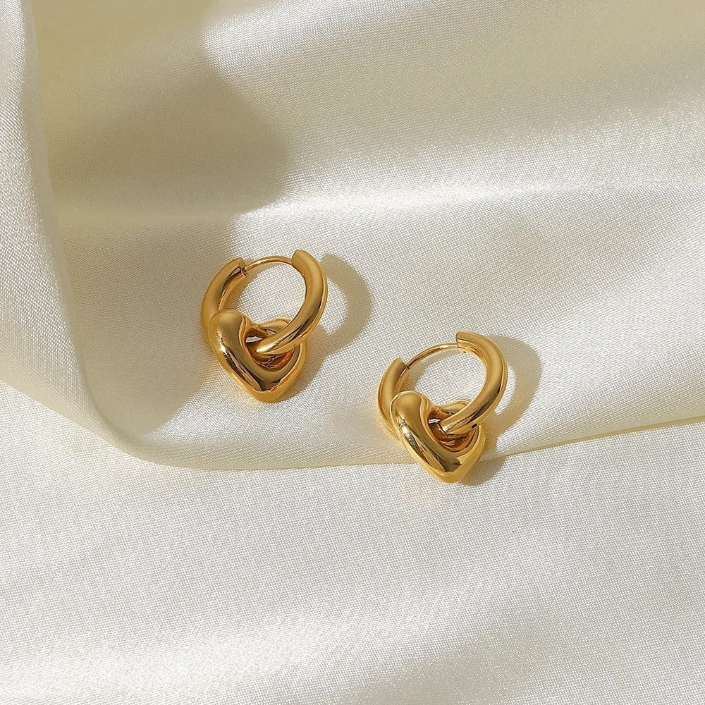 Heart Charm Hoop Earring