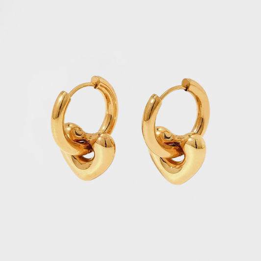 Heart Charm Hoop Earring