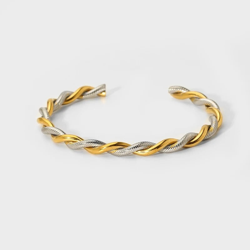 Two Tone Rope Cuff Bangle
