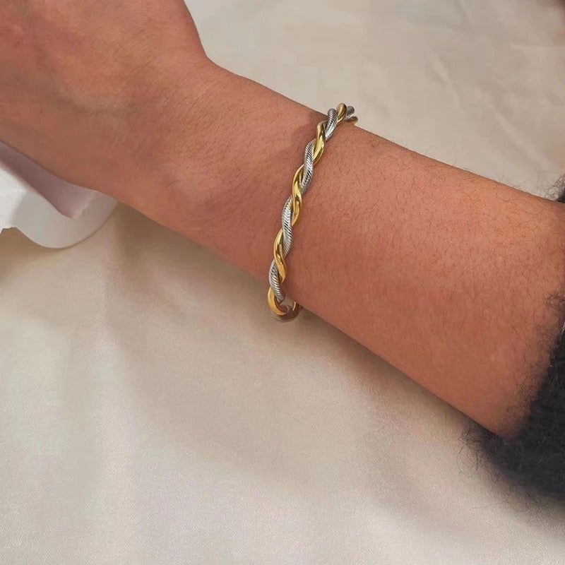 Two Tone Rope Cuff Bangle