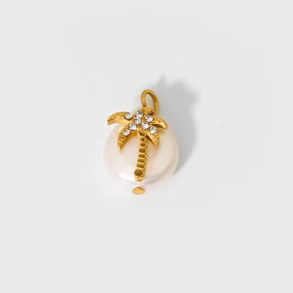 Palm Tree Vacation Pearl Charm
