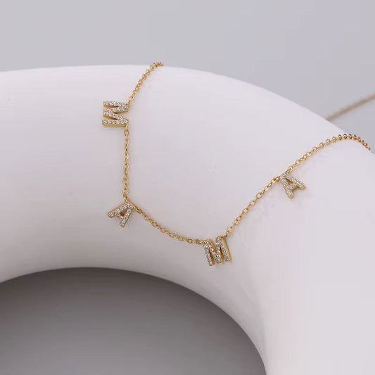 Pavè Mama Block Necklace