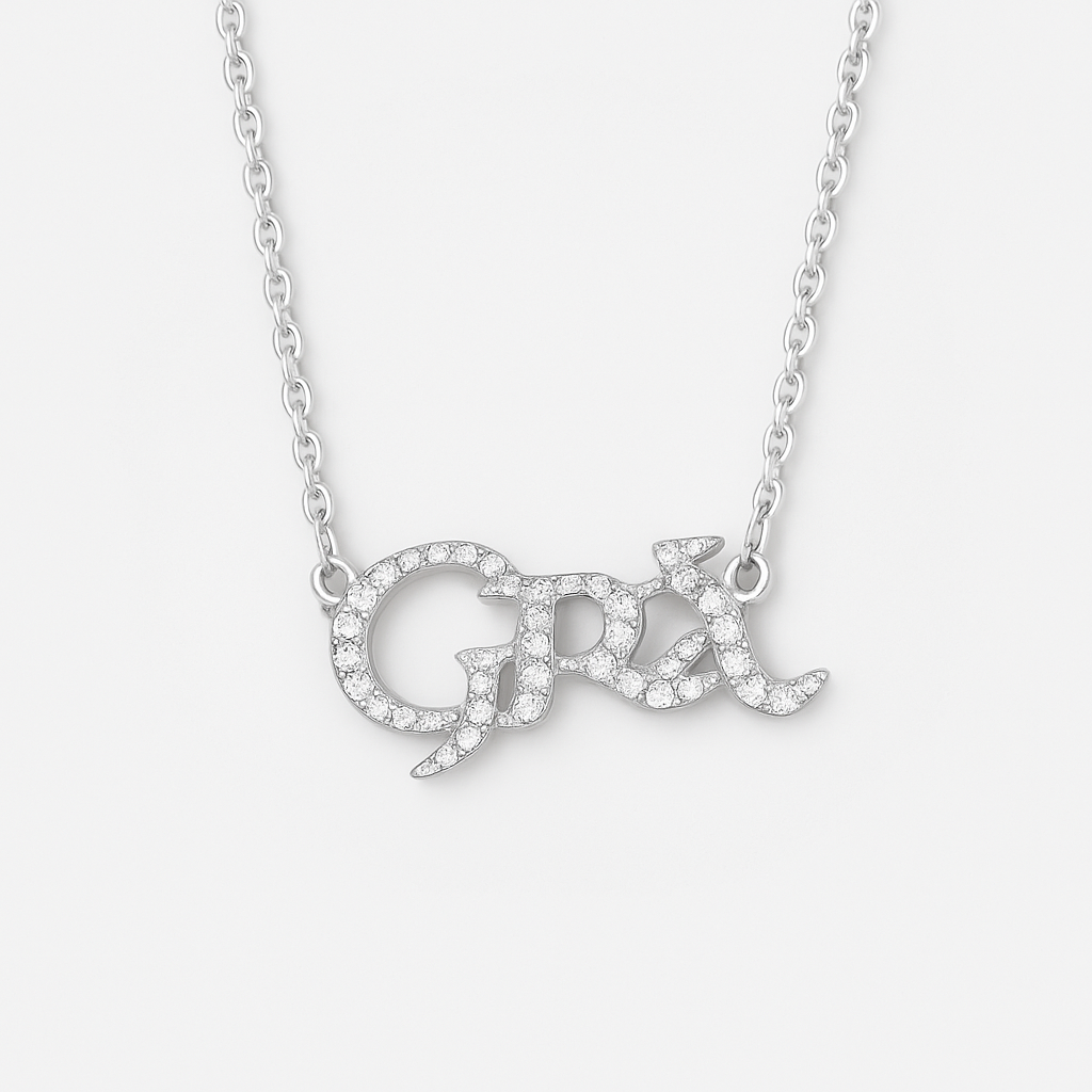 Grá Pave Script Necklace