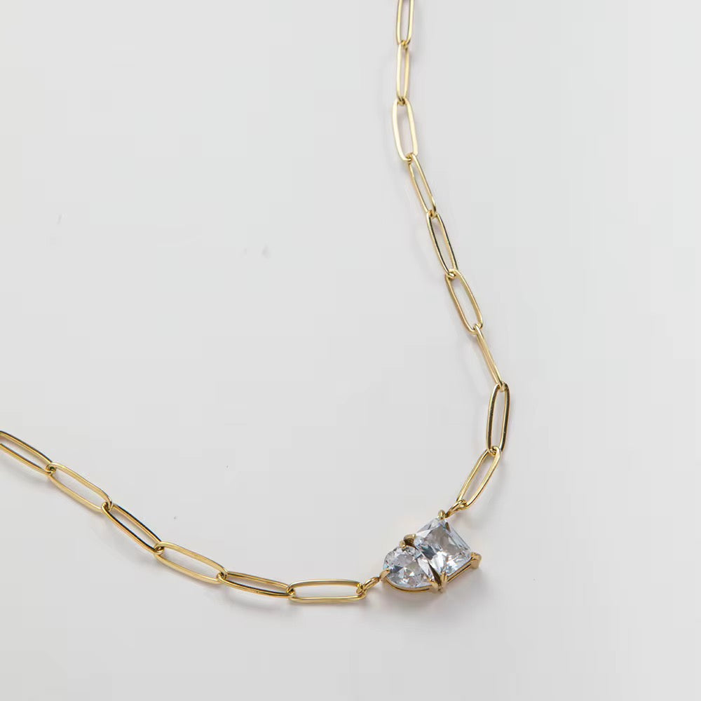 Pear & Square Necklace