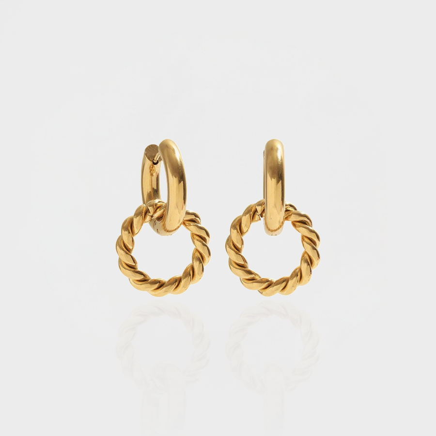 Overlapped Two Tone Hoop Earring