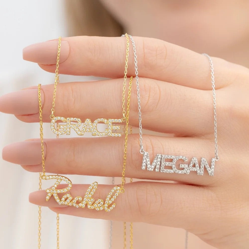 Personalised CZ Glory Name Necklace