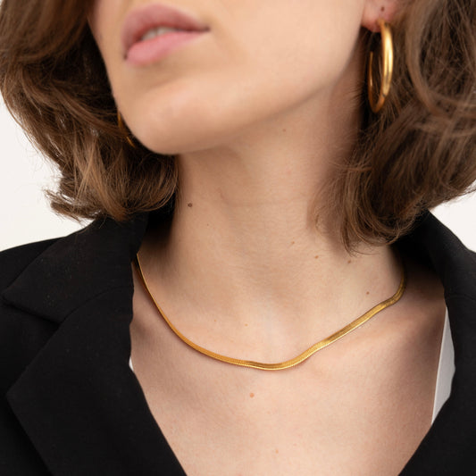 Omega Flat Herringbone Necklace