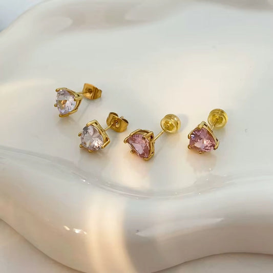 Solitaire Heart Necklace & Earring Set