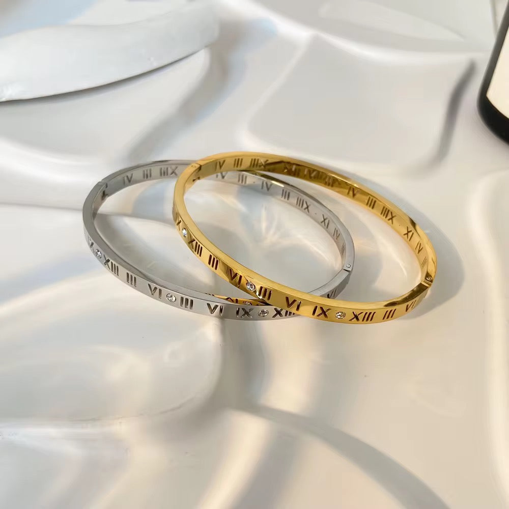 CZ Roman Numerals Bangle