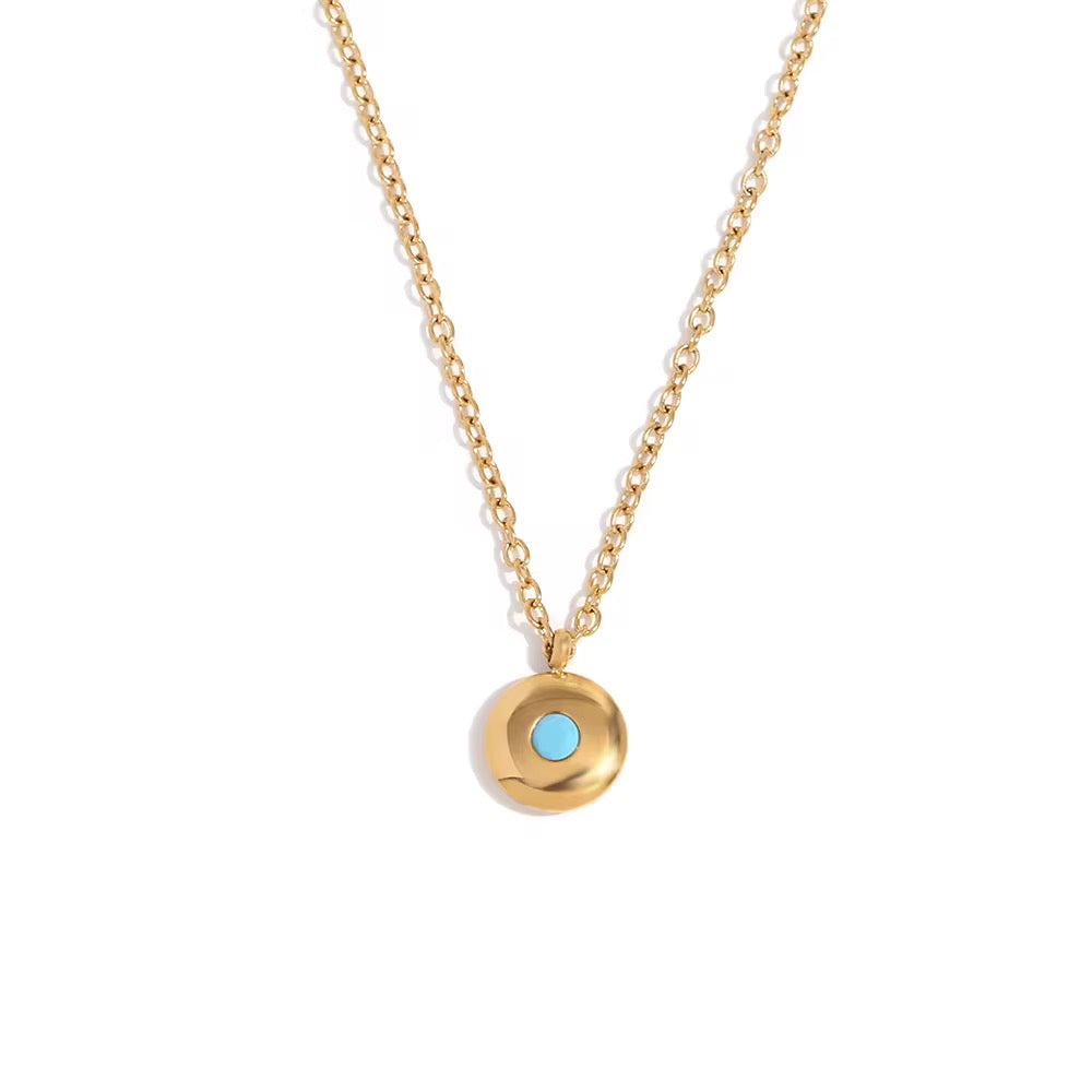 Mini Disc Birthstone Necklace