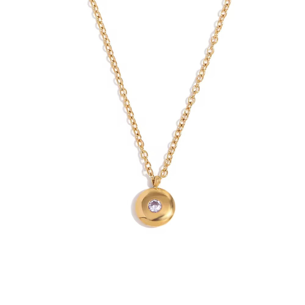 Mini Disc Birthstone Necklace