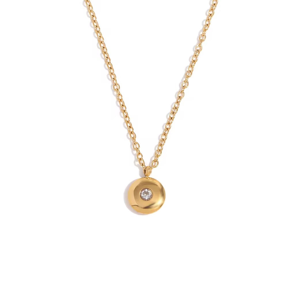 Mini Disc Birthstone Necklace