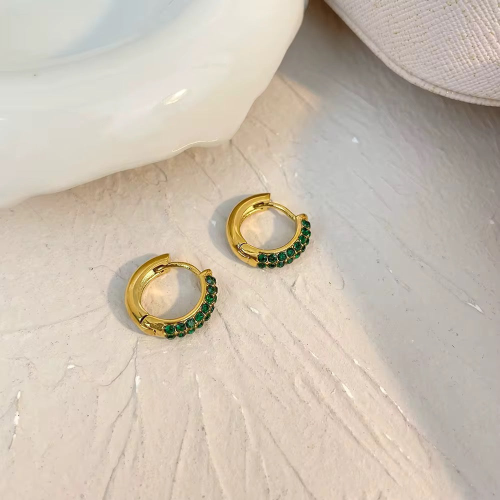 Green Scarlett Huggie Earring-Dazzledvenus