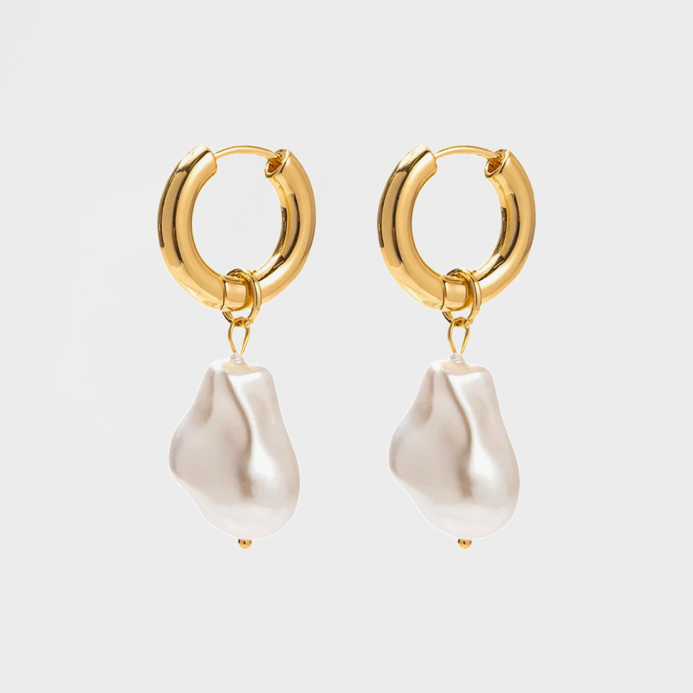Baroque Pearl Hoop Earrings