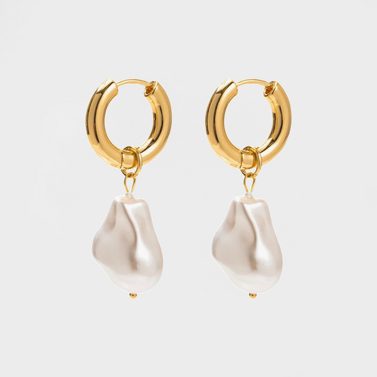 Baroque Pearl Hoop Earrings
