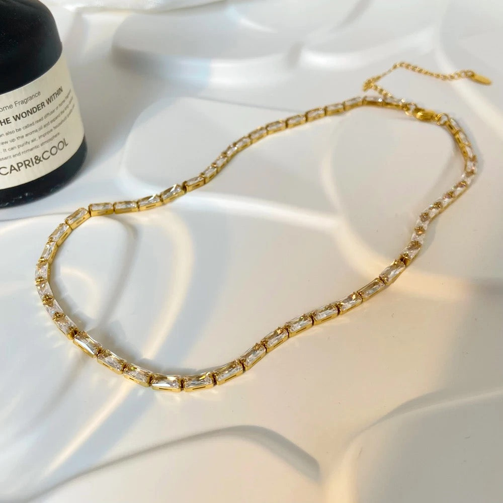 Geometric Block Tennis Necklace