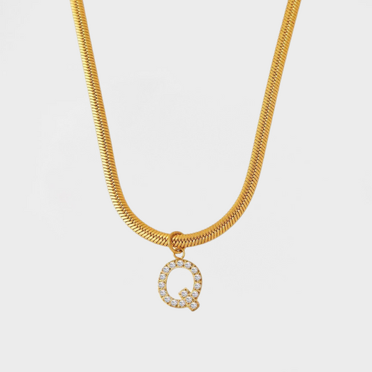 Pavè Herringbone Initial Necklace