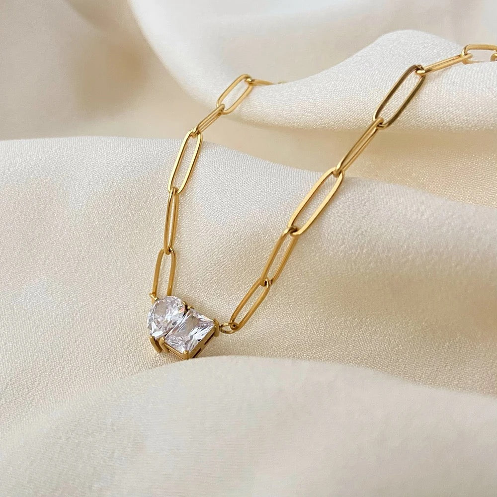 Pear & Square Necklace-Dazzledvenus