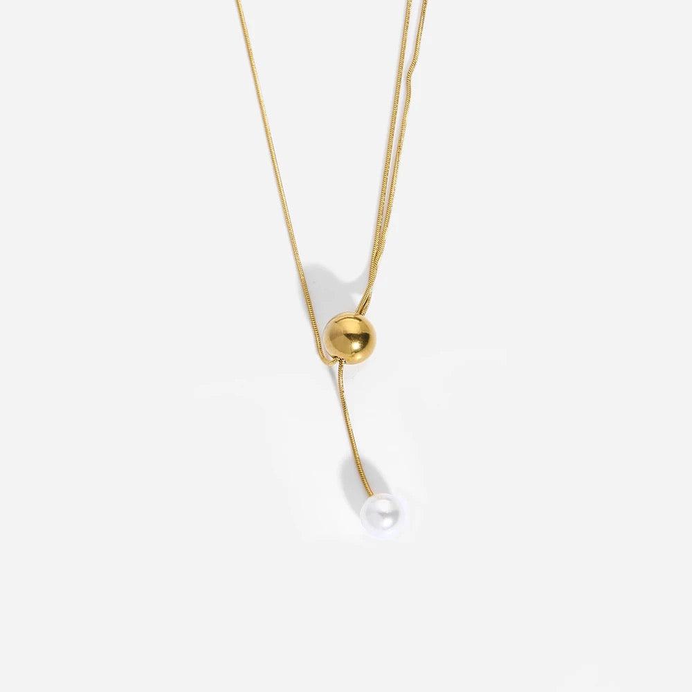 Pearl & Ball Lariat Adjustable Necklace