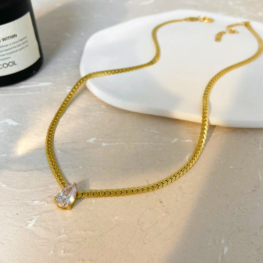 Tear Drop Herringbone Necklace