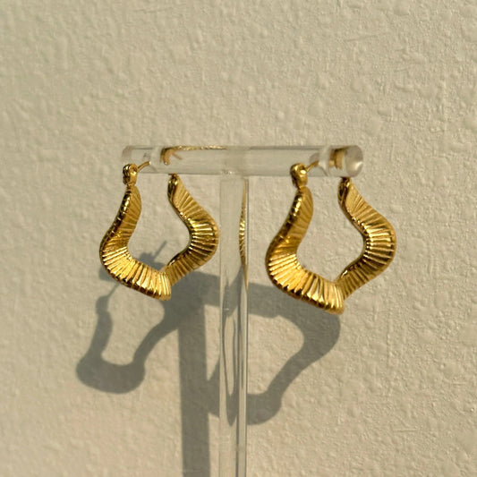 Textured Twisted Waves Hoop Earring