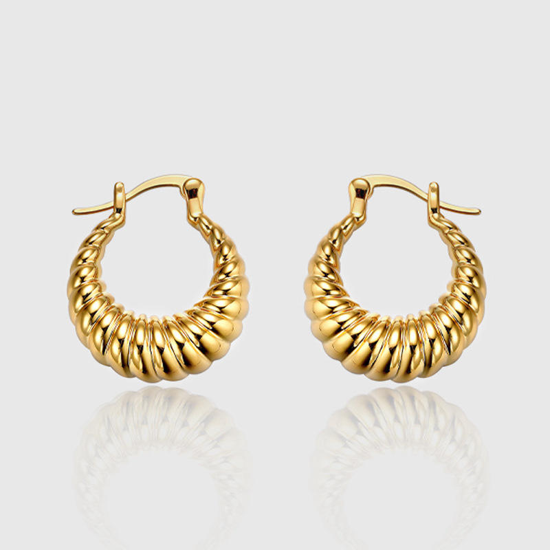 Croissant Medium Hoop Earring-Gold-Shop our range of durable and stylish stainless steel earrings online. Find timeless designs that elevate your look. Get your quality accessories today!š-Dazzledvenus