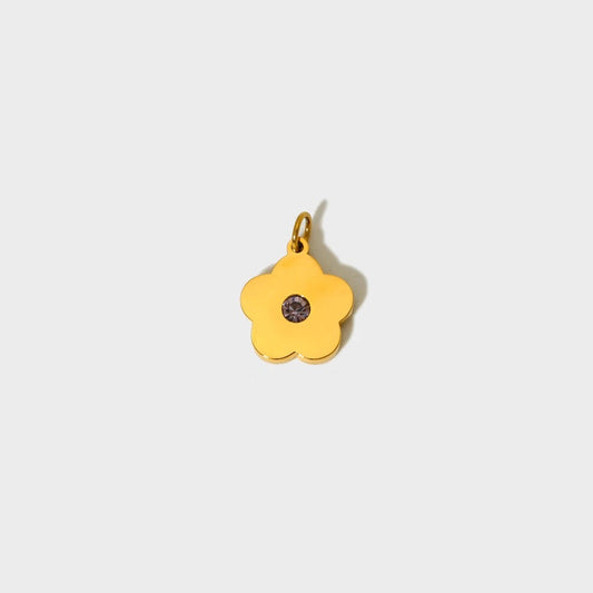 Purple Stone Flower Charm