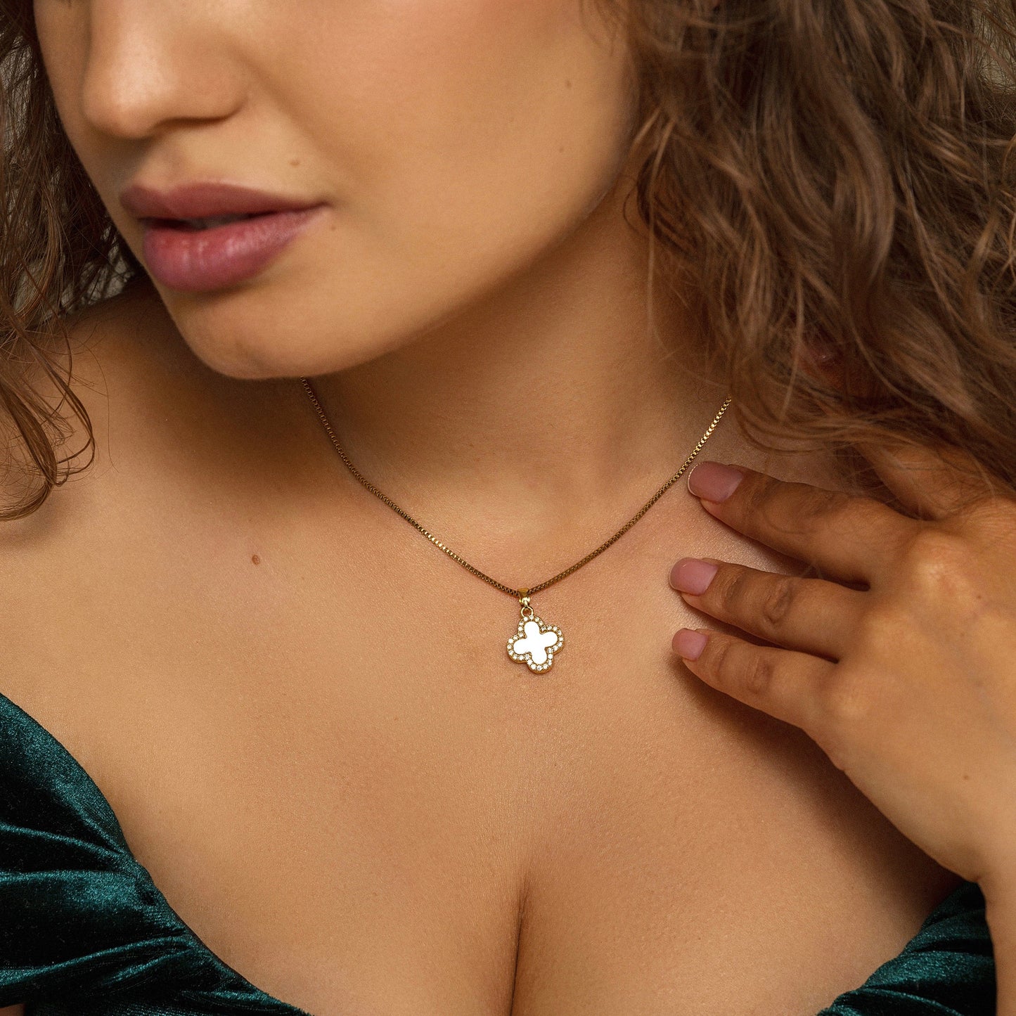 CZ Four Leaf Reversible Clover Necklace-Discover the enchanting CZ Four Leaf Reversible Clover Necklace. Uncover the elegance of this reversible piece, perfect for any occasion. Shop Now!-Dazzledvenus